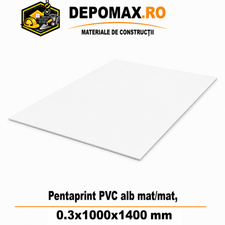 Placa PVC rigid Pentaprint Alb Mat/Mat 0.3x1000x1400 mm